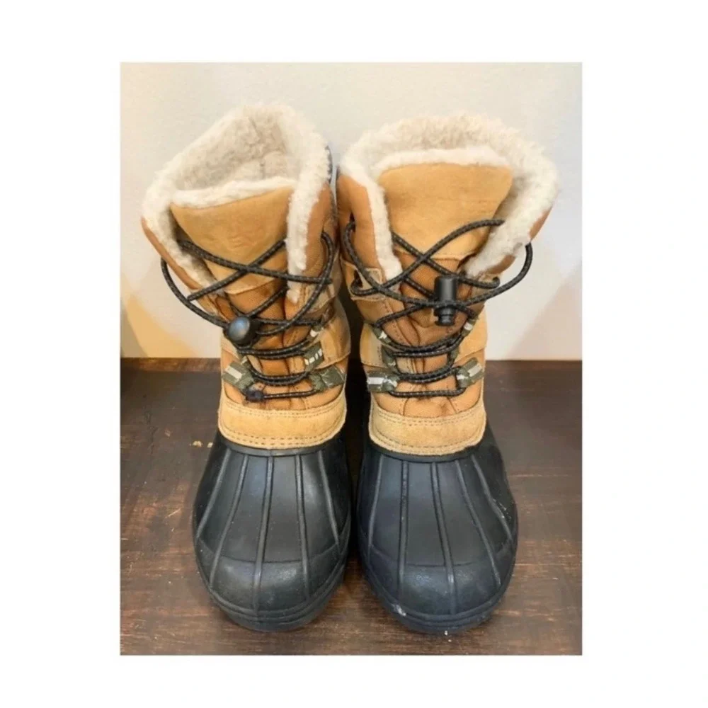 Lands End Kids Youth 3M Snow Boots Tan Black Winter Duck Boots Outdoor Gorpcore